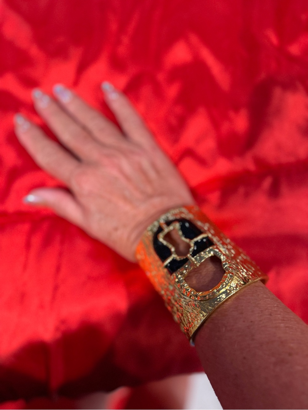 Gold Cutout Statement Cuff Bracelet - Women Accessories